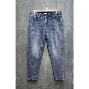 Aveology Size 18 Comfort Waistband Medium Wash Tapered Leg Jeans Stretchy